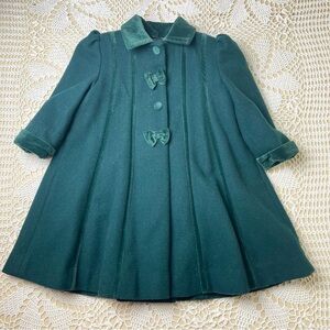 Vintage 1980s Rothschild Girls 4t Turquoise Green 100% Wool Pea Coat
